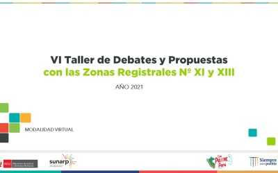 VI Taller de Debates y Propuestas: Encuentro de Predictibilidad con las con las Zonas Registrales Nº XI-Sede Ica y Nº XIII- Sede Tacna – 2021